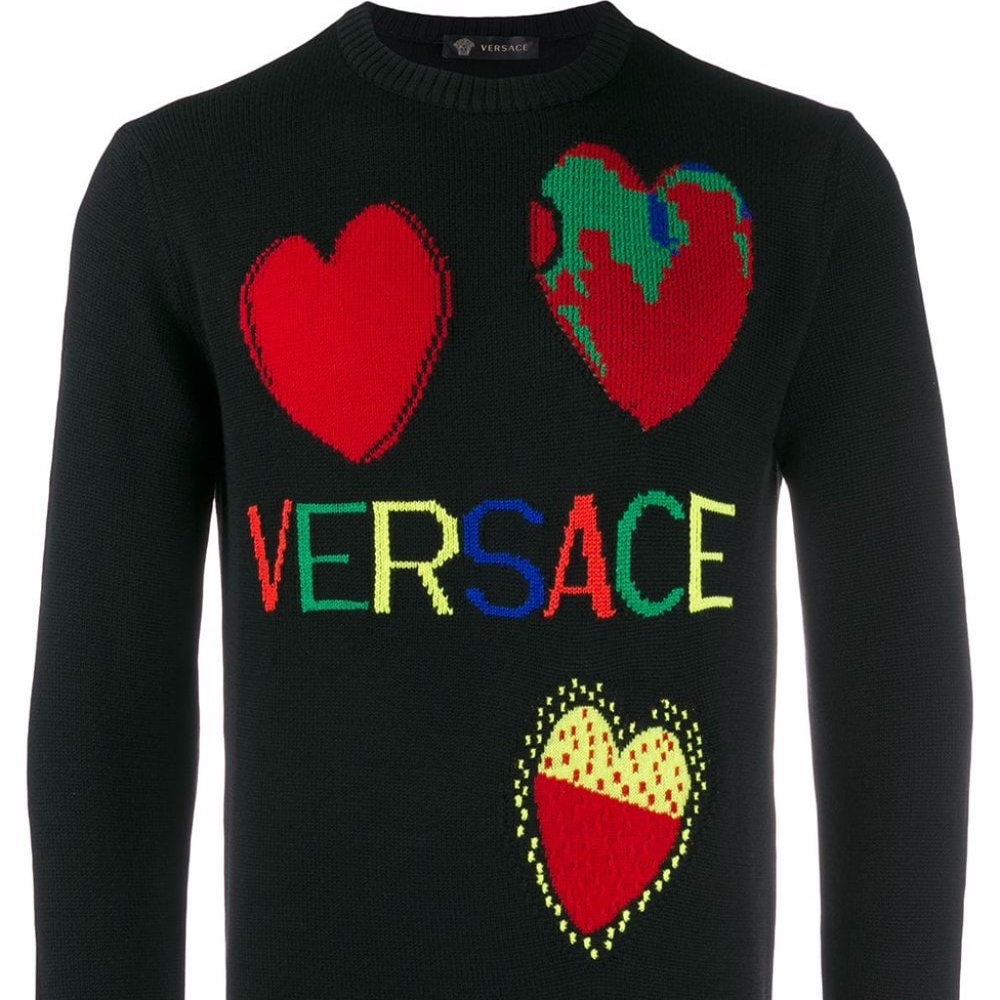 Versace Intarsia Heart Sweater